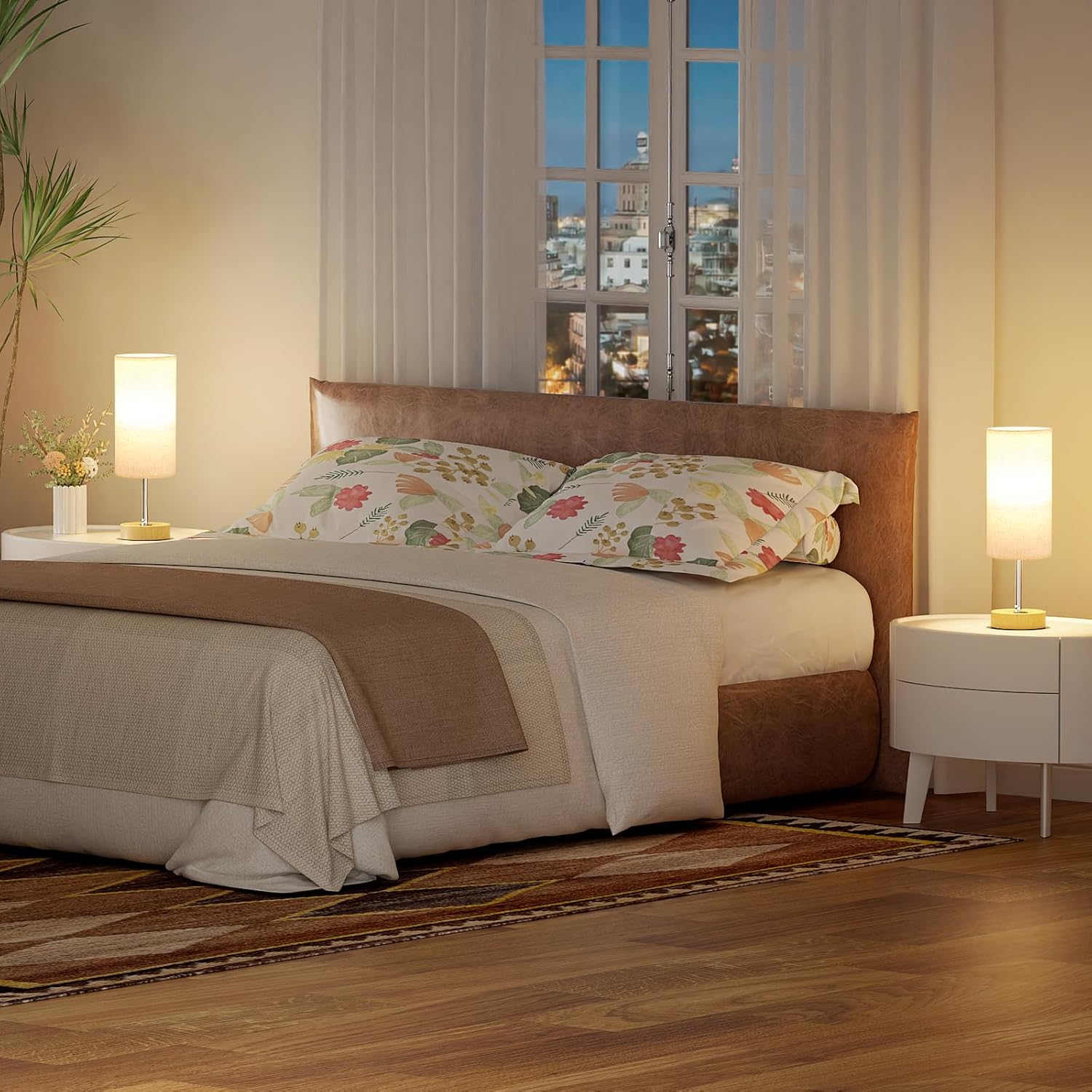 Touch Bedside Lamps Set of 2 - 3 Way Dimmable Table Lamps for Bedroom, Nightstand Lamp with Wooden Charging Station for Kids Room Dorm, Small Desk Lamp for Living Room, Office, Kids Room, Nursery